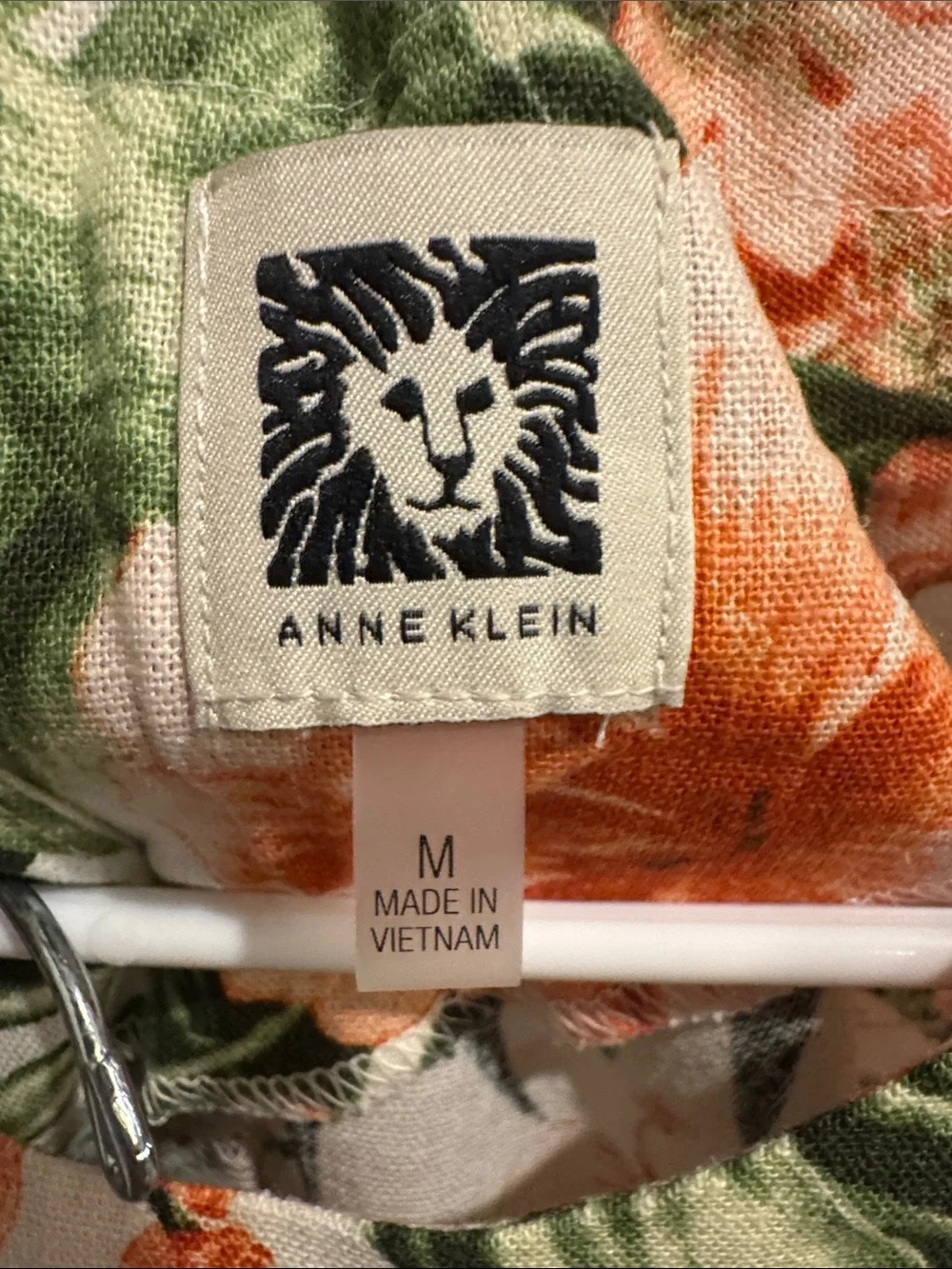 Anne Klein Cream Top and Matching Pants set  with Green & Coral Floral Print